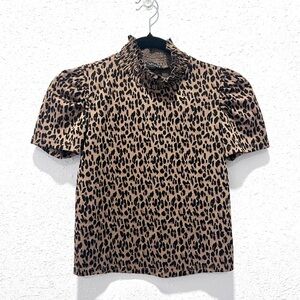 Zara Animal Print Puff Sleeve‎ Blouse small